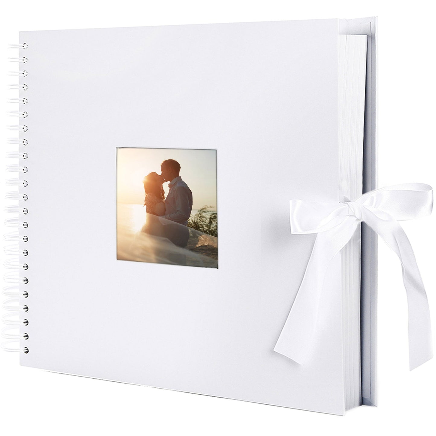 Square Silk Ribbon Scrapbook Album - Hardcover with Cover Photo Pocket