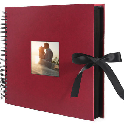 Square Silk Ribbon Scrapbook Album - Hardcover with Cover Photo Pocket