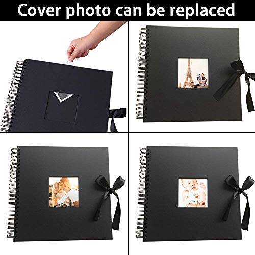 Square Silk Ribbon Scrapbook Album - Hardcover with Cover Photo Pocket