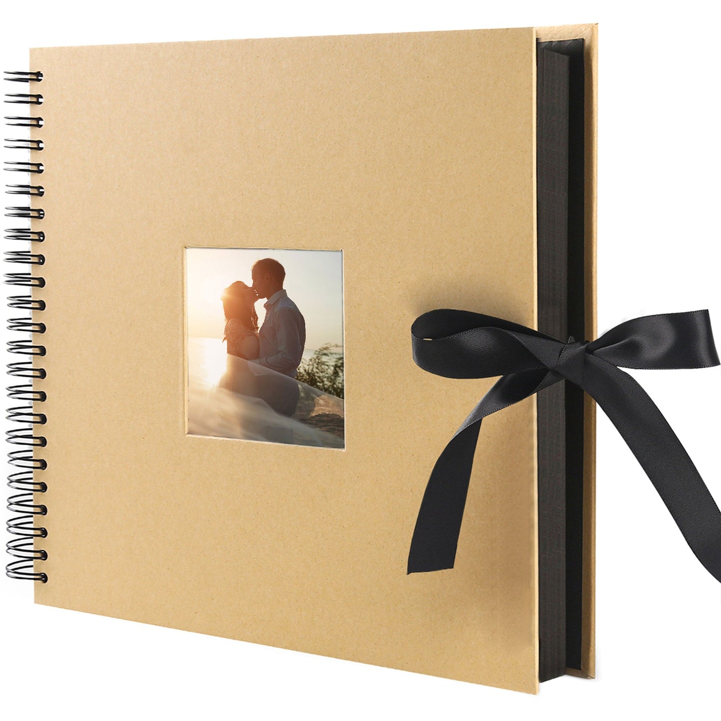 Square Silk Ribbon Scrapbook Album - Hardcover with Cover Photo Pocket