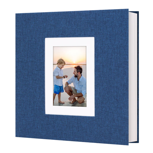 Large Self Adhesive Photo Album Scrapbook Album - Linen Cover with 6'' Window