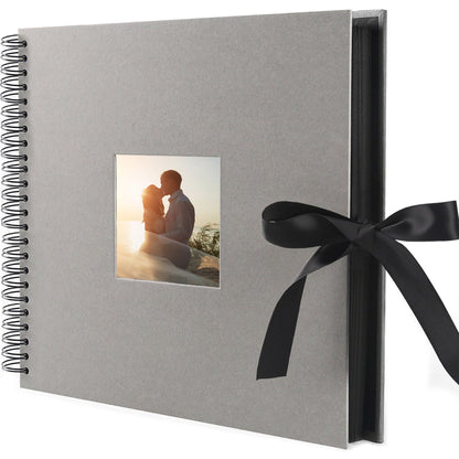 Square Silk Ribbon Scrapbook Album - Hardcover with Cover Photo Pocket