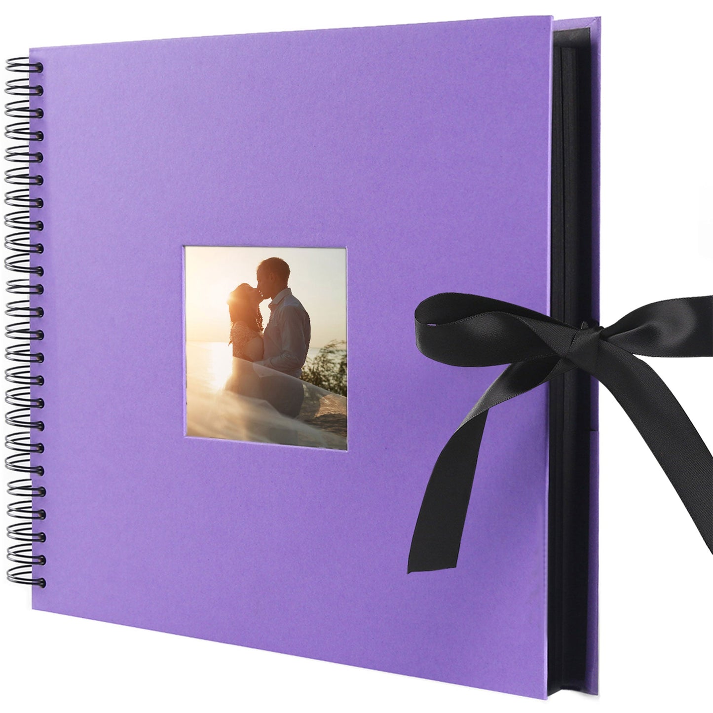 Square Silk Ribbon Scrapbook Album - Hardcover with Cover Photo Pocket